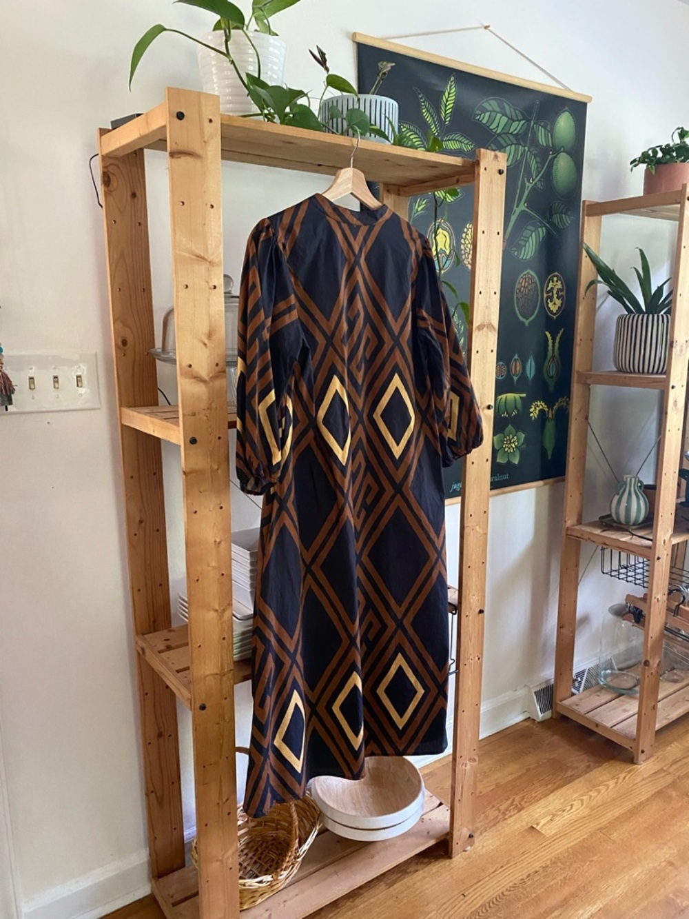 Anthropologie Porridge Brown Black Print Mireil Midi Dress Small - Picture 7 of 16